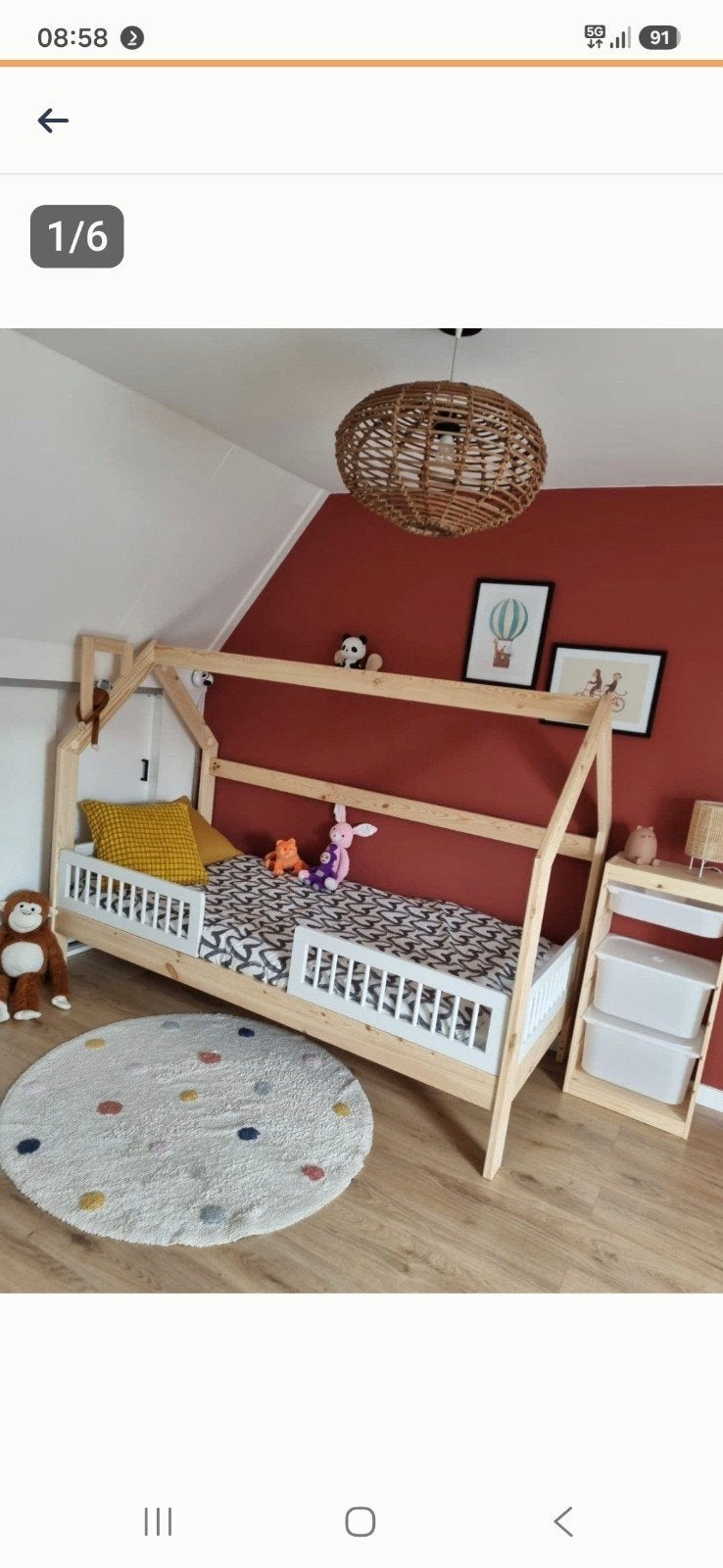 huisjes bed, Ophalen, 85 tot 100 cm, Zo goed als nieuw, Matras