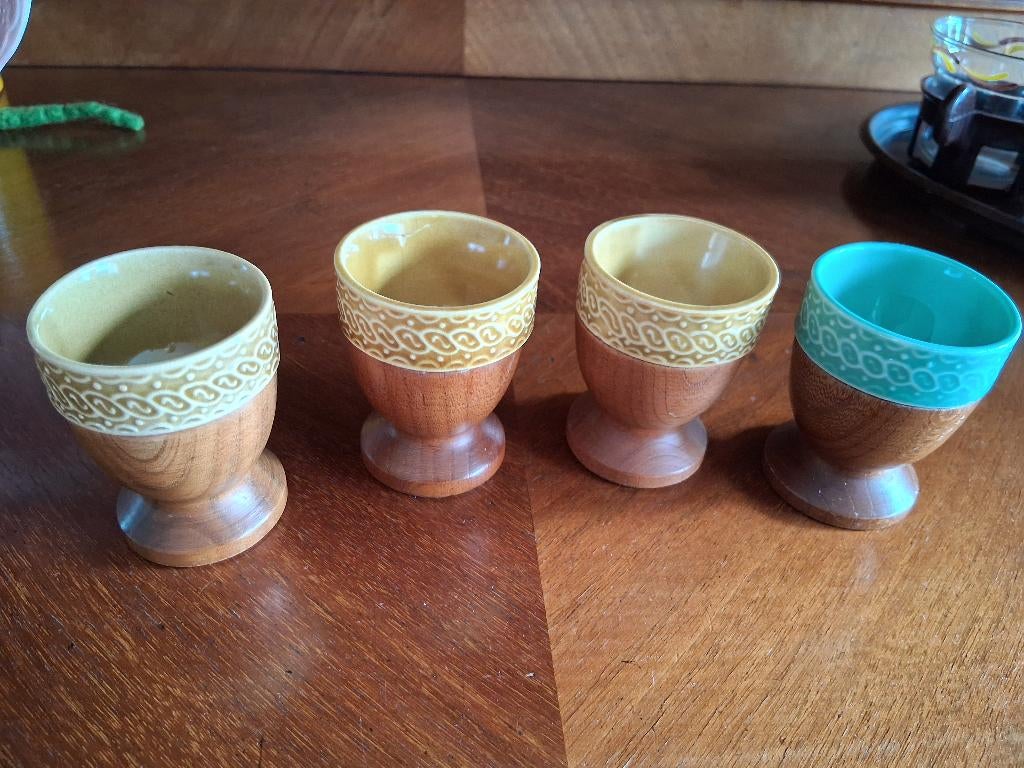 NEVCO vintage eierdoppen hout met porselein Pasen 2,50 p.st, Ophalen of Verzenden, Zo goed als nieuw