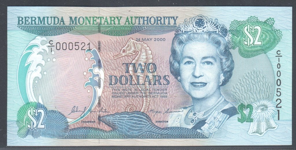 Bermuda 2 Dollars 24.05.2000 Laag nummer 521, Verzenden, Noord-Amerika, Los biljet