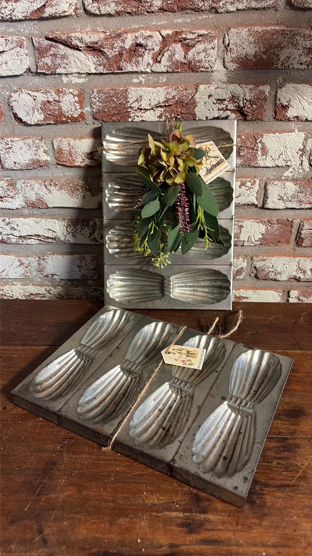 Brocante Madeleine bakblik voor 8 cakejes , met toefje, Ophalen of Verzenden