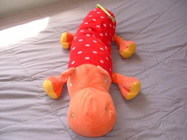IKEA NIJLPAARD BARNSLIG FLODHAST VELOURS ORANJE/GEE, Ophalen of Verzenden, Nieuw, Overige typen