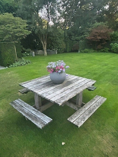 Picknicktafel vierkant, Tuin en Terras, Picknicktafels, Ophalen, Gebruikt, Vierkant, Hout