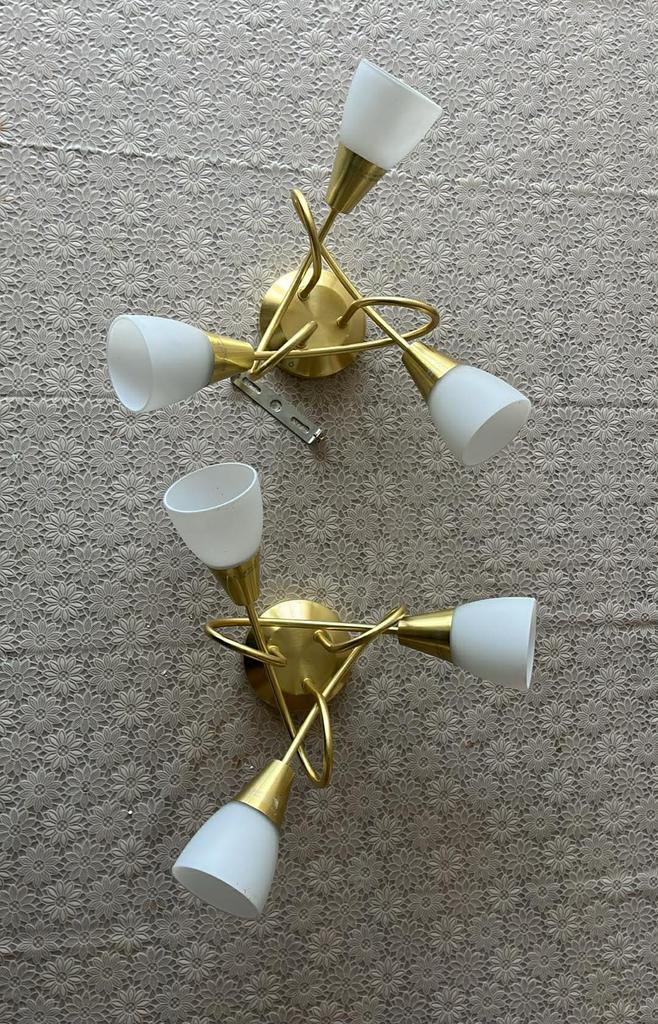 Nieuwe Plafondlamp Goud Met Opaal Glas 3-lichts plafonnière, Huis en Inrichting, Lampen | Plafondlampen, Ophalen of Verzenden