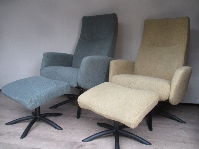 NIEUWSTAAT set relax fauteuils Feelings met hocker stof M, 75 tot 100 cm, Ophalen of Verzenden, Zo goed als nieuw, Hout