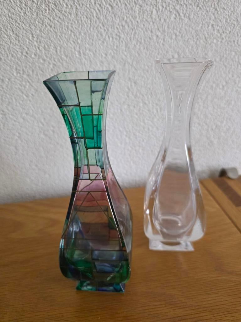 2 Italiaanse Murano vaasjes, één in Zecchin stijl, Antiek en Kunst, Ophalen of Verzenden