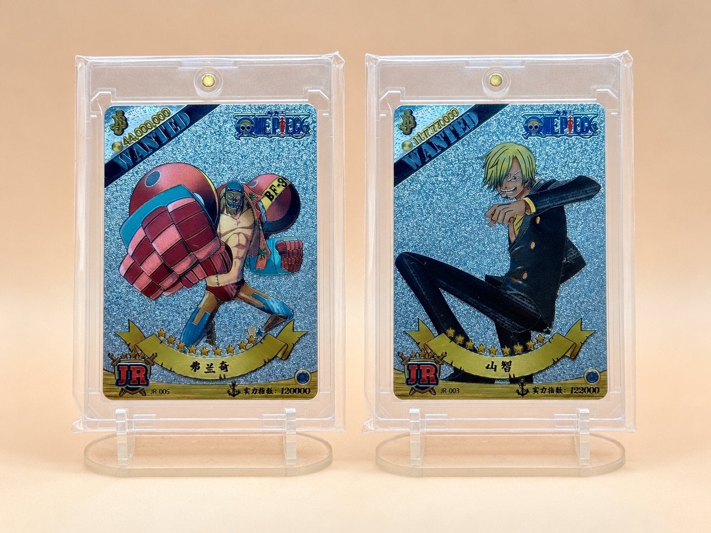 One Piece – Franky & Sanji JR Gold Wanted Exclusieve Set, Verzenden, Zo goed als nieuw, Meerdere kaarten, Foil