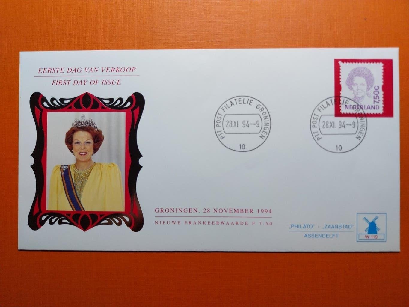 1994 Fdc Philato W119 Beatrix, Verzenden, Onbeschreven, Nederland