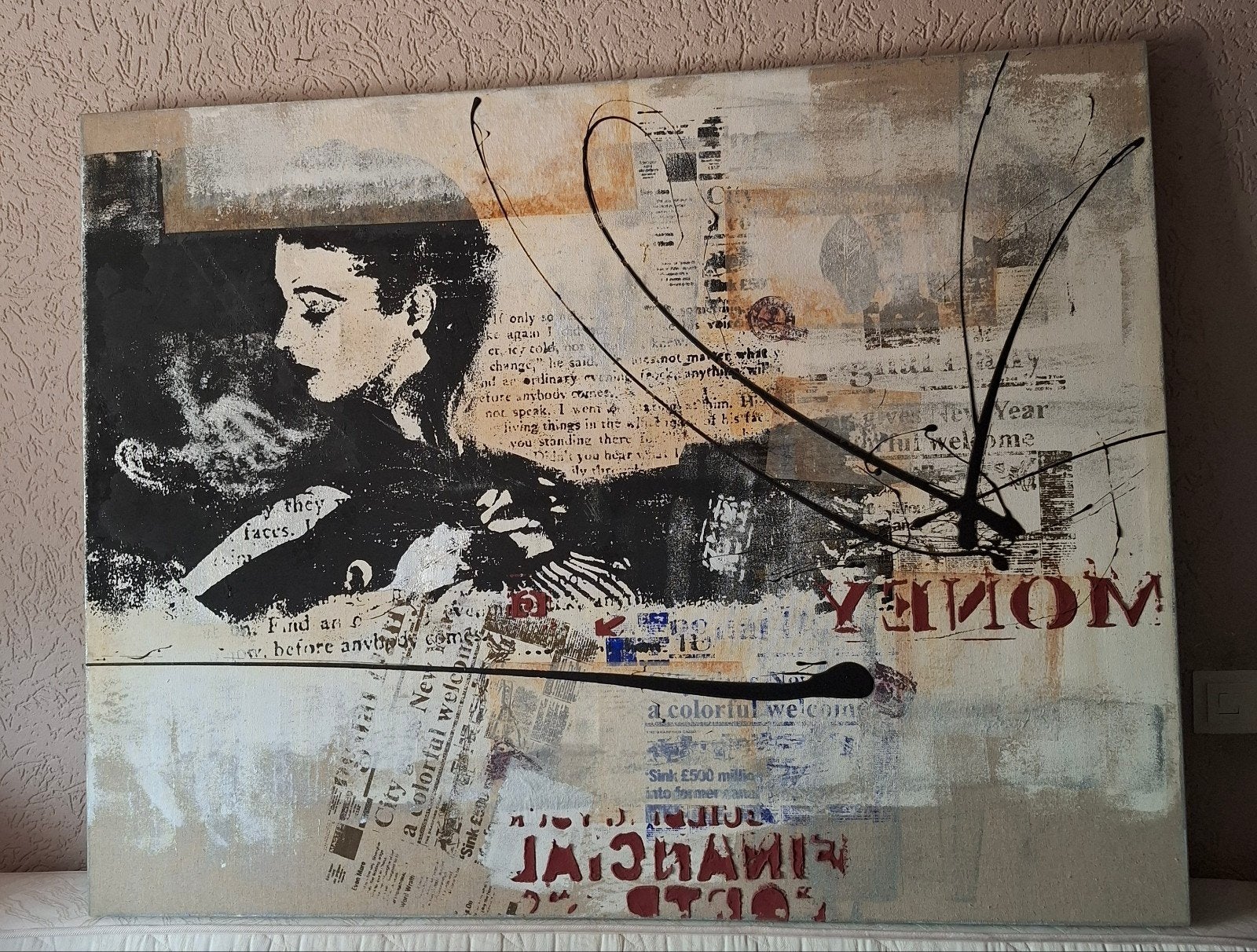 Titel: Schilderii Canvas - Urban Pop-Art / Street-Art vrouw., Ophalen, Zo goed als nieuw, 125 cm of meer, Schilderij