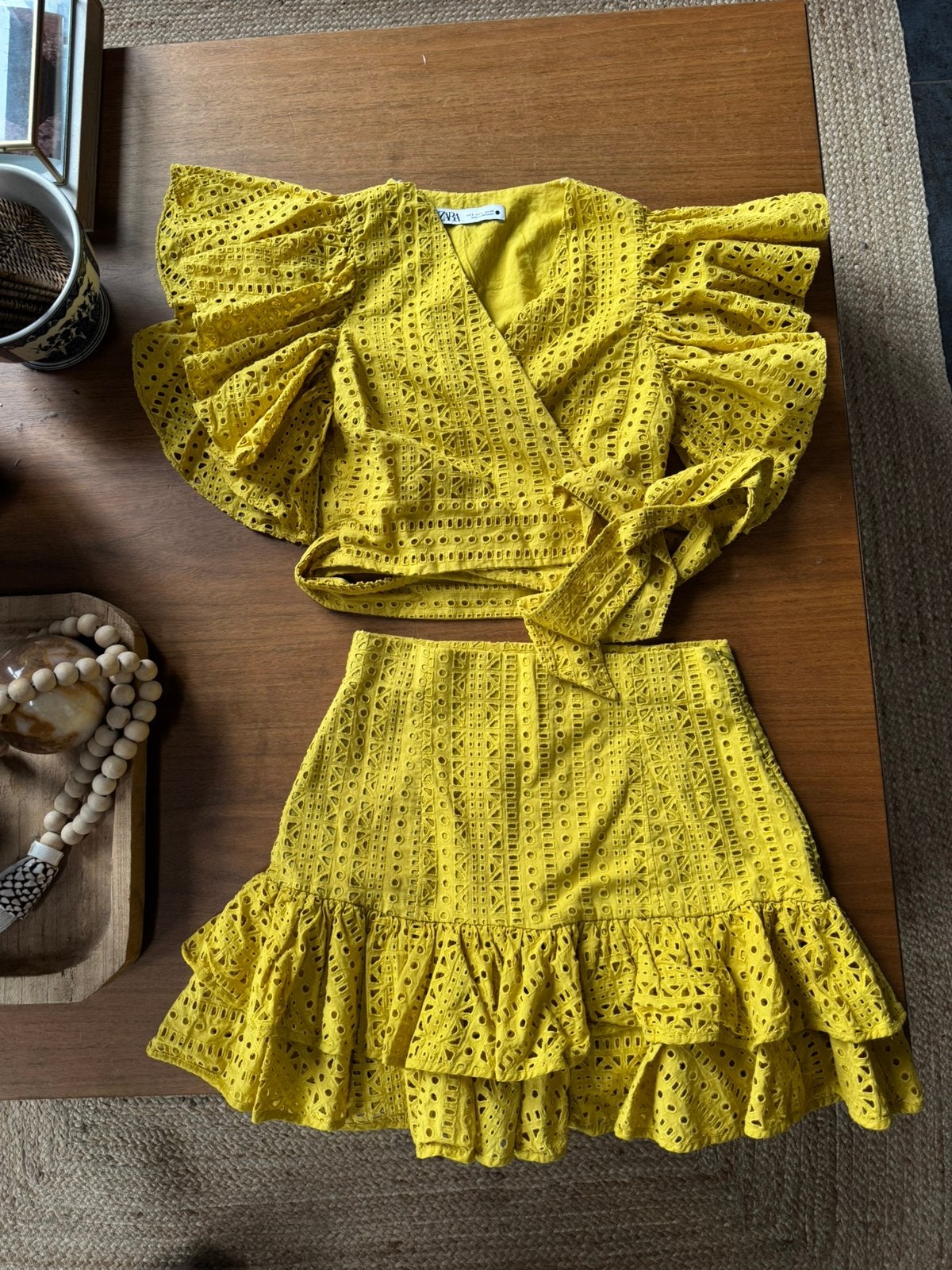 Zara broderie setje maat S, Zara, Geel, Ophalen of Verzenden, Zo goed als nieuw