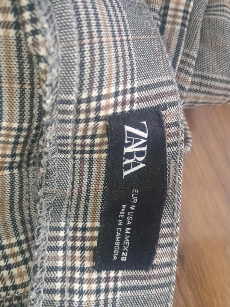 Zara geruite broek maat M, Zara, Zo goed als nieuw, Driekwart, Grijs