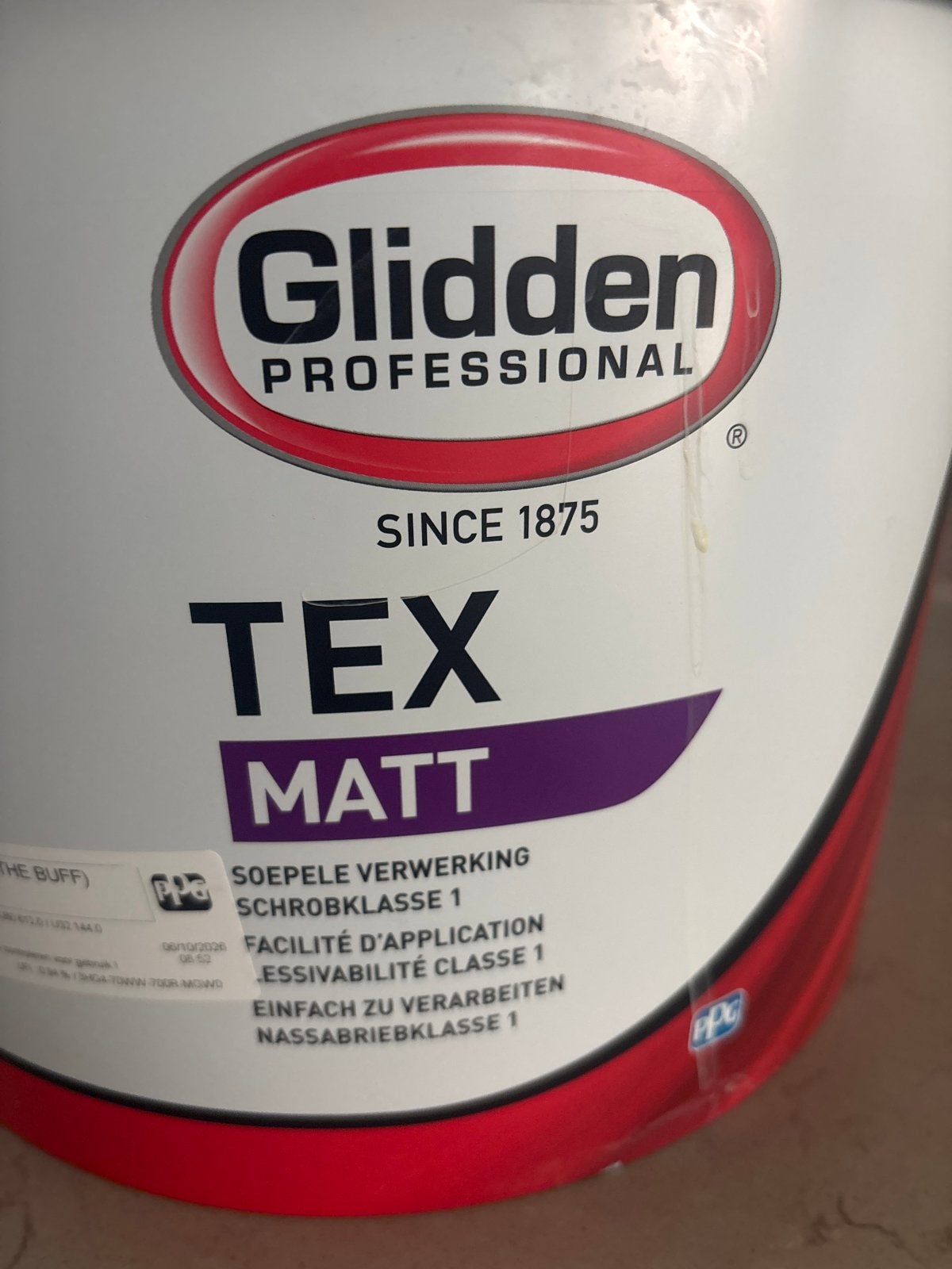 Glidden Professional TEX MATT Muurverf - 10L (In The Buff), Ophalen, Overige kleuren, 5 tot 10 liter, Nieuw