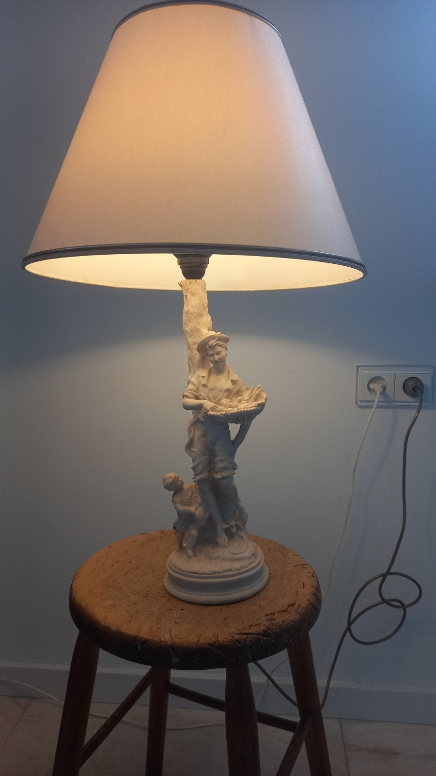 Charmante schemerlamp marmerlook, jaren '80, 19e-eeuws, Ophalen of Verzenden