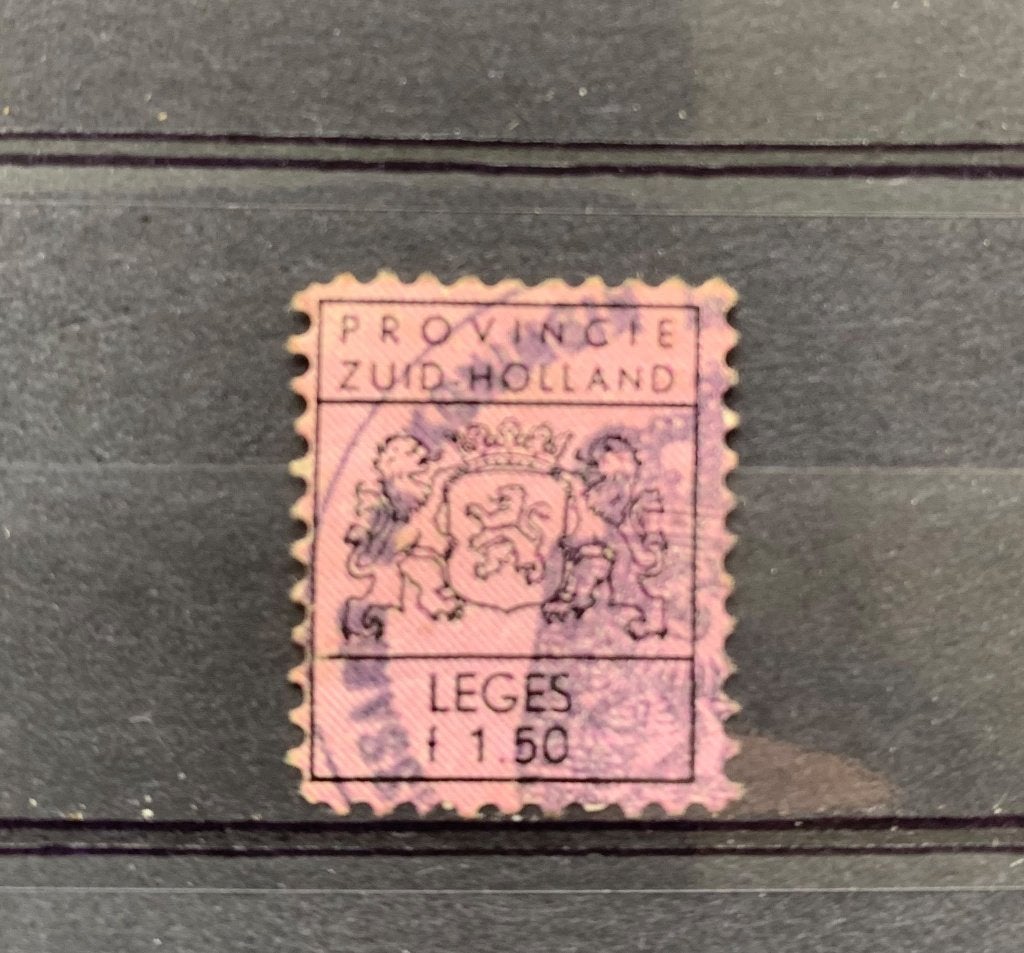 Belasting fiscaal F1,50 Leges Provincie Zuid Holland, Verzenden, Na 1940, Gestempeld
