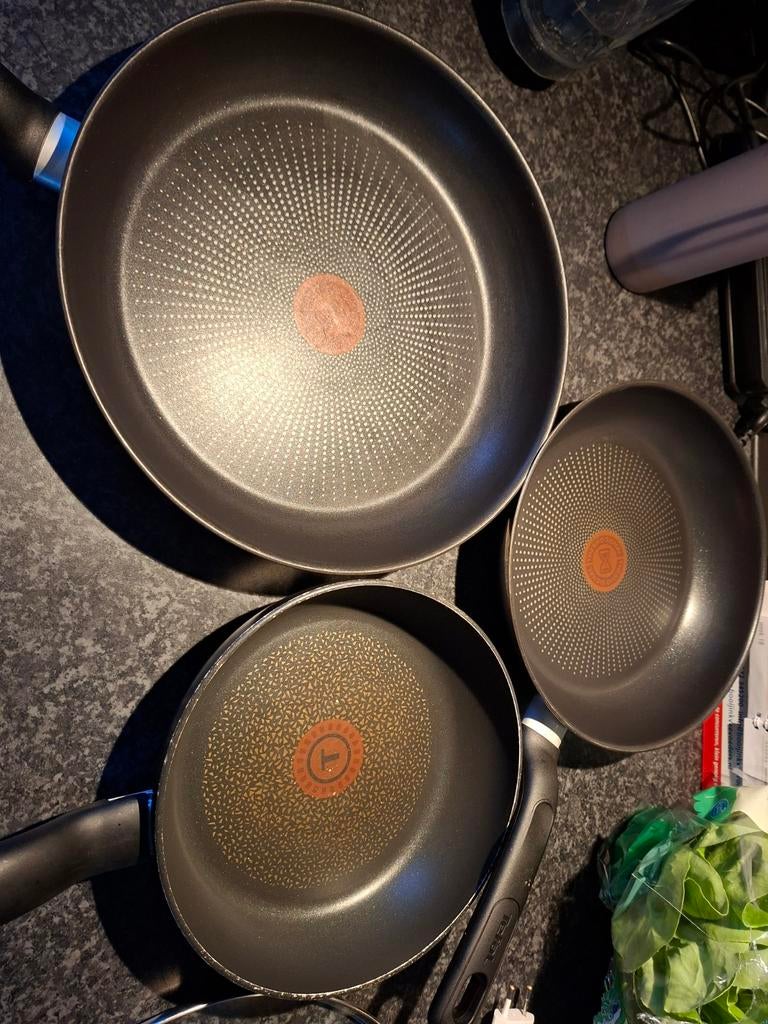 3 tefal koekenpannen en 2 deksels, Ophalen, Rvs