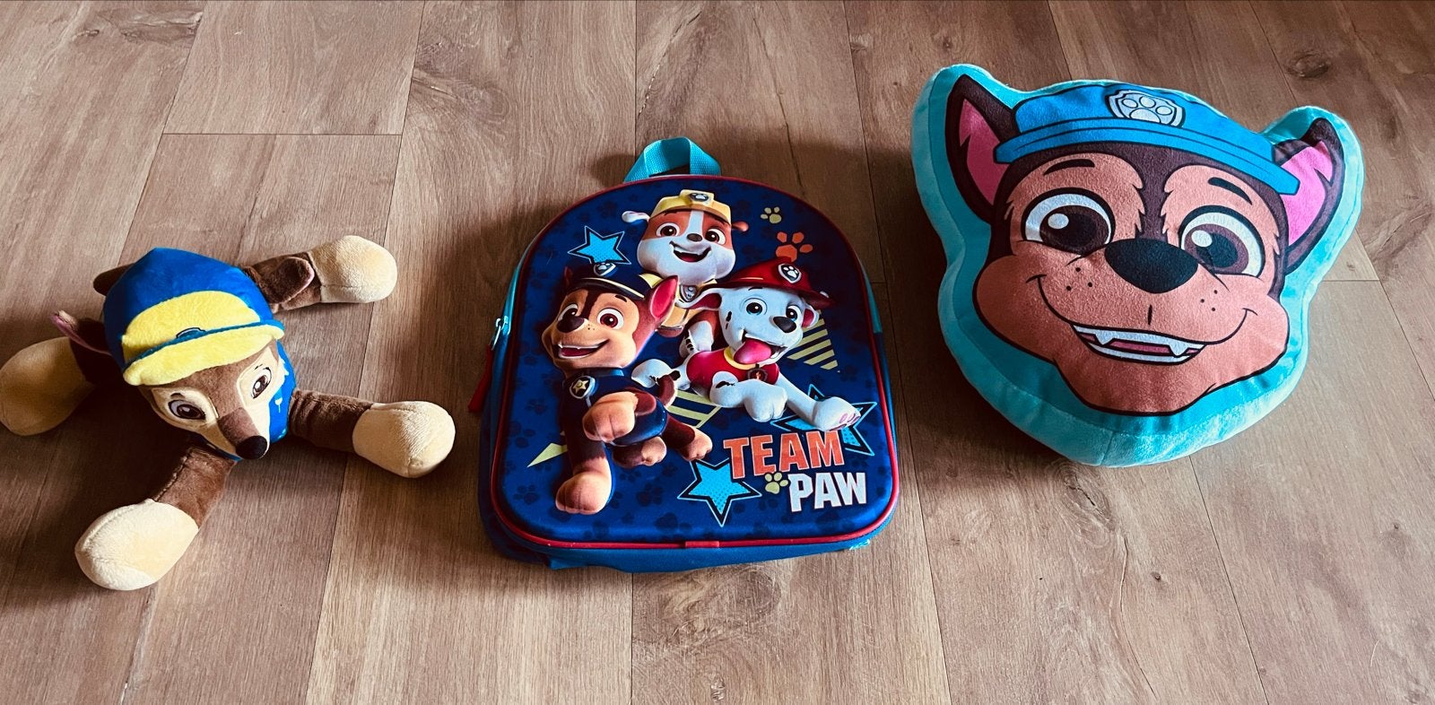 Paw Patrol kussen, rugzak en knuffel, Gebruikt, Verzenden, Hond, Rugzakfunctie