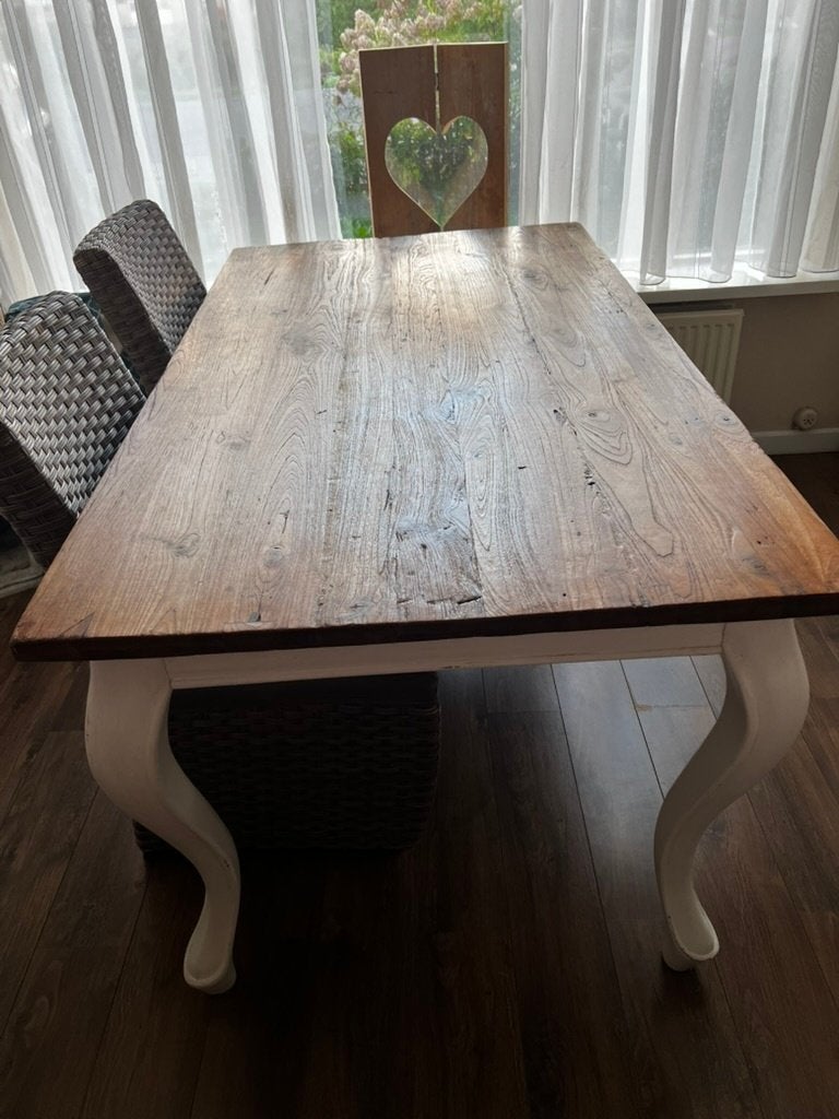 Mooie houten eettafel met queen anne poten, Huis en Inrichting, Ophalen, Gebruikt, 50 tot 100 cm, 150 tot 200 cm