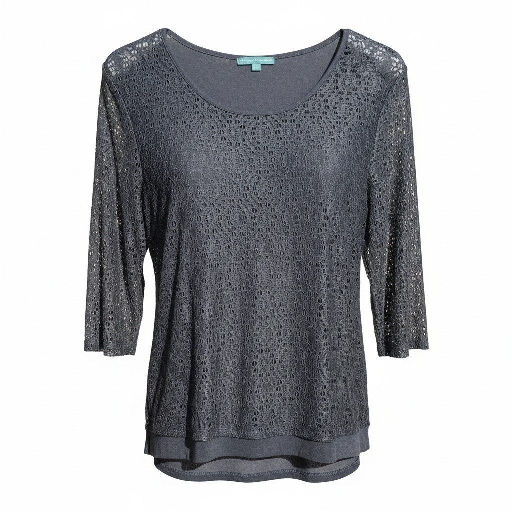 Charles Vögele zwarte kanten top maat L, Kleding | Dames, T-shirts, Zwart, Maat 42/44 (L), Ophalen of Verzenden, Lange mouw