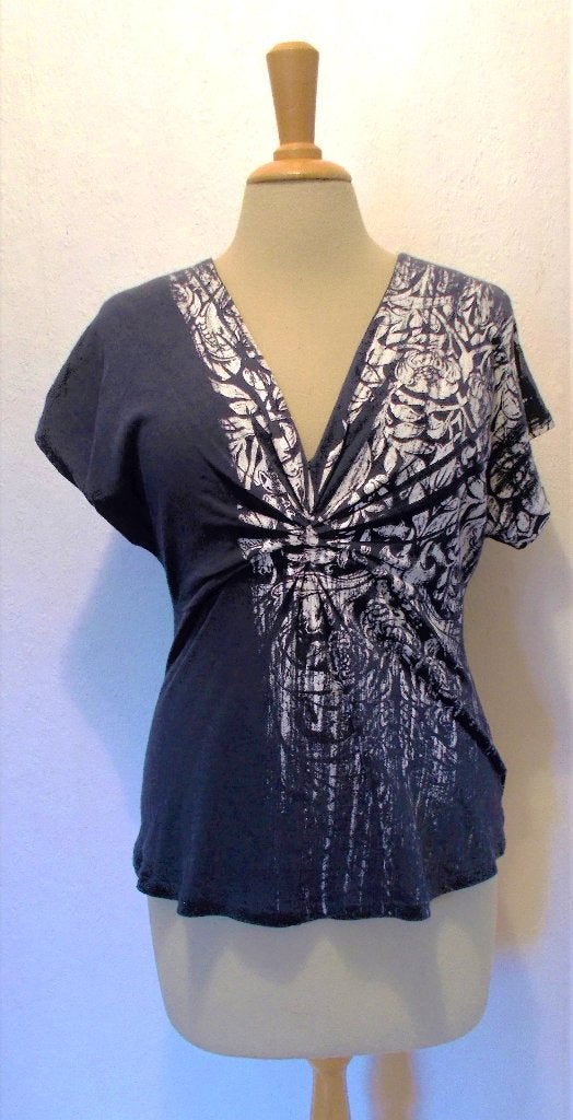 Leuke 100% katoen blauw/witte print top van Didi! 40, Maat 38/40 (M), Blauw, Ophalen of Verzenden, Zo goed als nieuw
