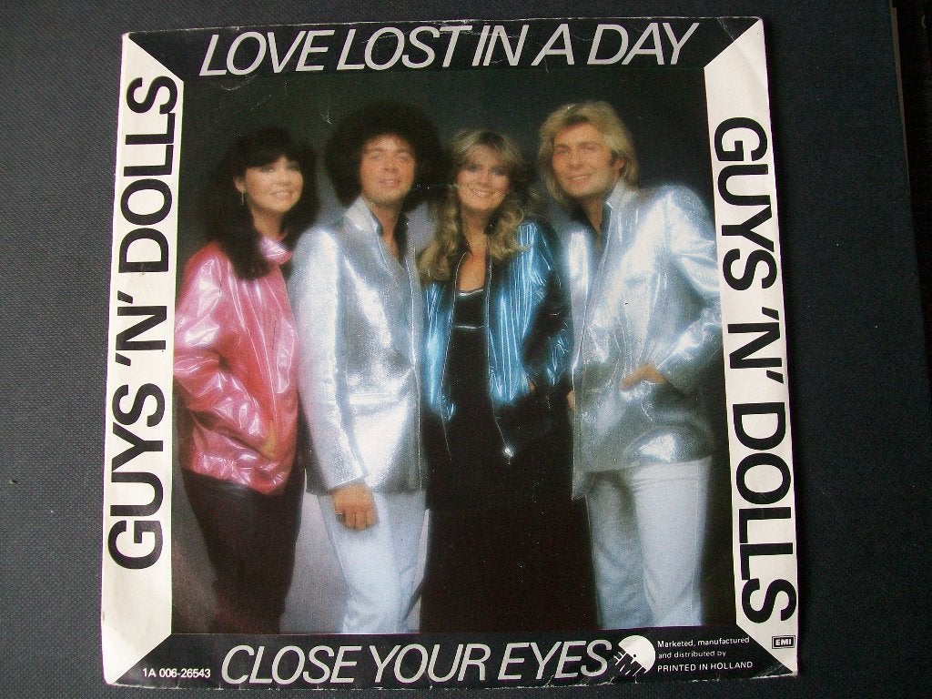 GUYS 'N DOLLS met LOVE LOST in a DAY 7 inch  1980 nieuwstaat, Cd's en Dvd's, Verzenden, 7 inch, Zo goed als nieuw, Pop