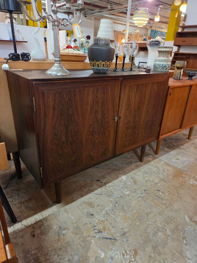 Vintage Mid-Century Deens dressoir sideboard palisander, Ophalen, Gebruikt, 100 tot 150 cm, Mid-Century