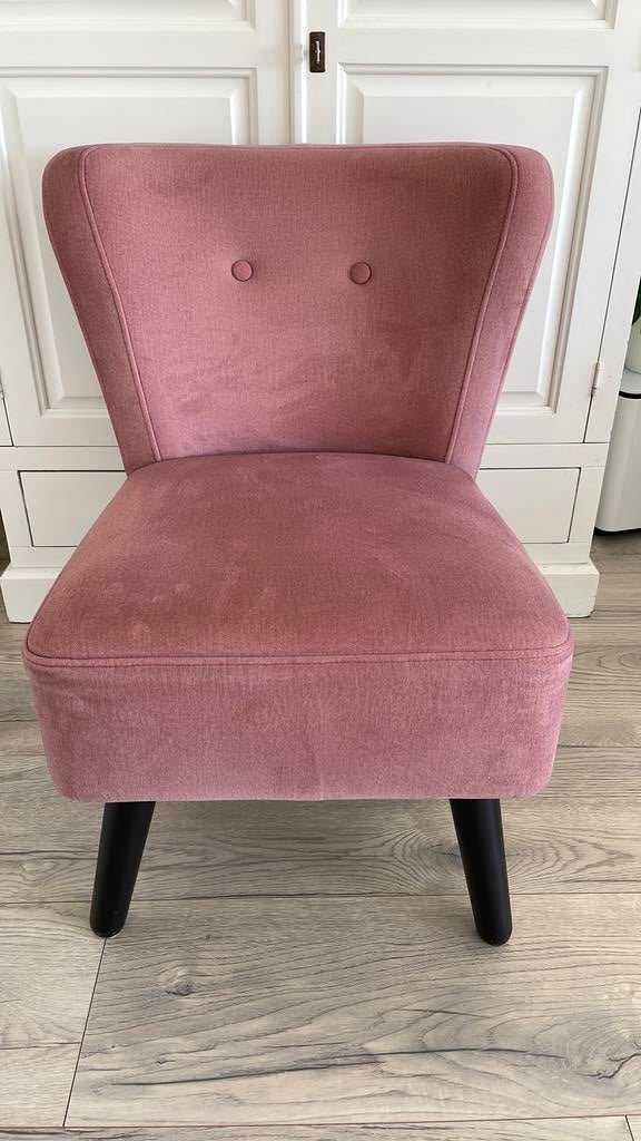 Velvet fauteuil in oud roze, Huis en Inrichting, Stoelen, Ophalen, Zo goed als nieuw, Overige kleuren, Eén