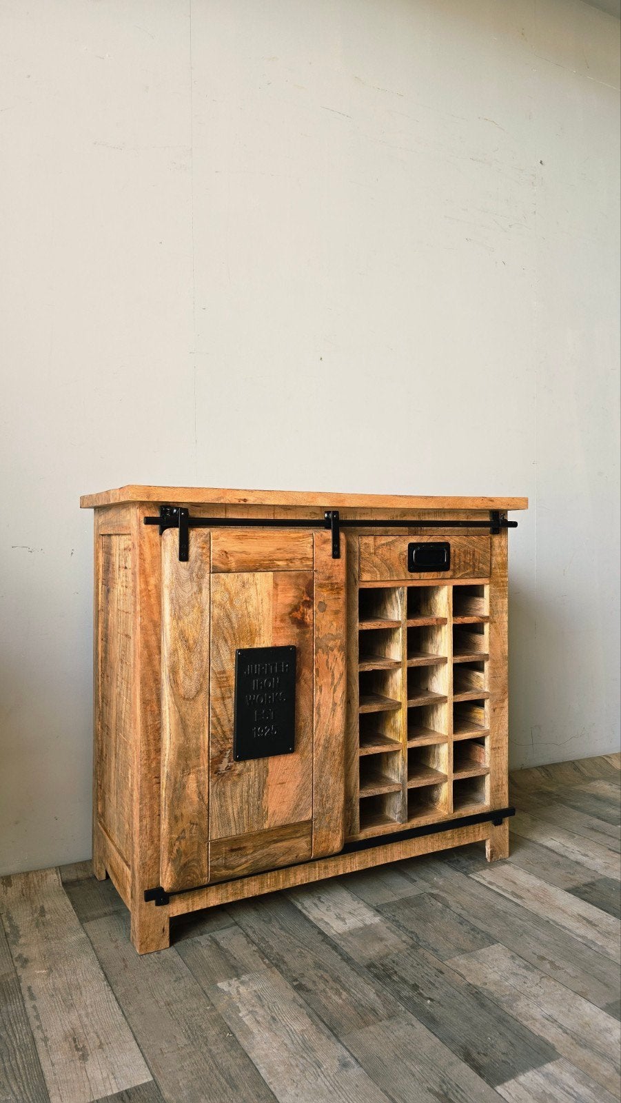 Industriële Mango Houten Wijnkastje/Dressoir Nieuw, Ophalen of Verzenden, Nieuw