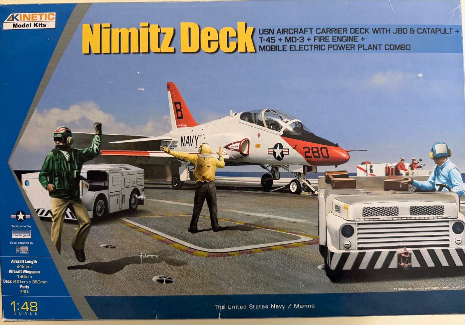 Kinetic US Nimitz deck + t-45 Goshawk + 3 dekvoertuigen 1/48, Hobby en Vrije tijd, Overige merken, Nieuw, Ophalen of Verzenden
