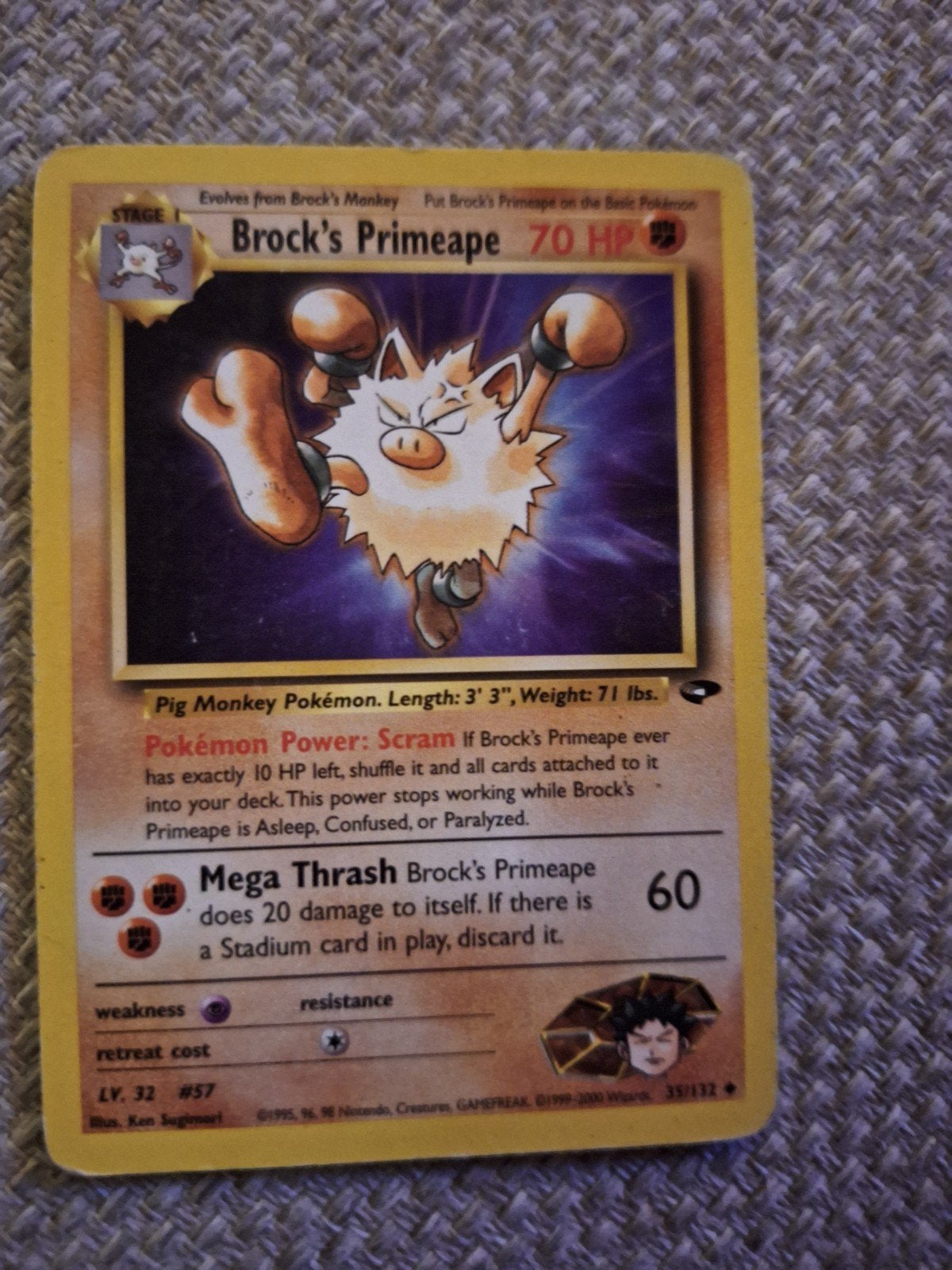 Brock's Primeape 35/132 - Gym Challenge (Wizards of the Coas, Ophalen of Verzenden, Gebruikt