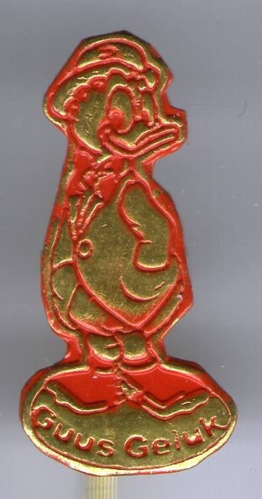 Guus Geluk rood op koper Walt Disney speldjes( R_106), Verzamelen, Verzenden, Nieuw, Figuurtje, Speldje of Pin