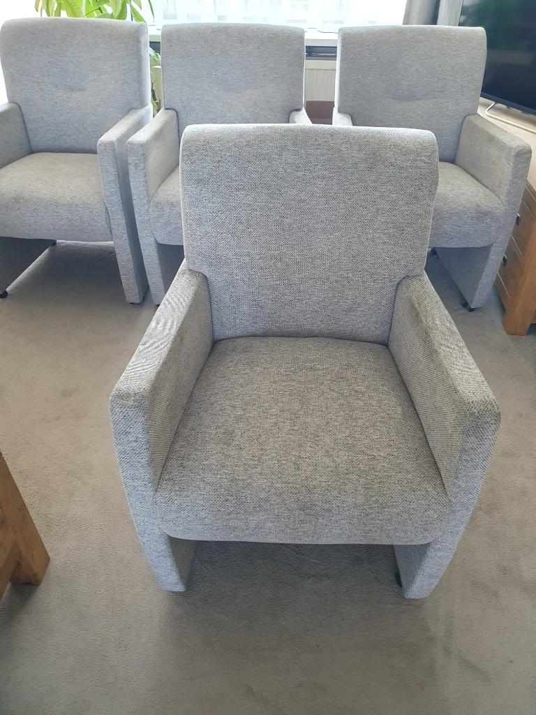 Eetkamerstoelen (set van 4), Huis en Inrichting, Stoelen, Gebruikt, Vier, Stof, Grijs, Ophalen