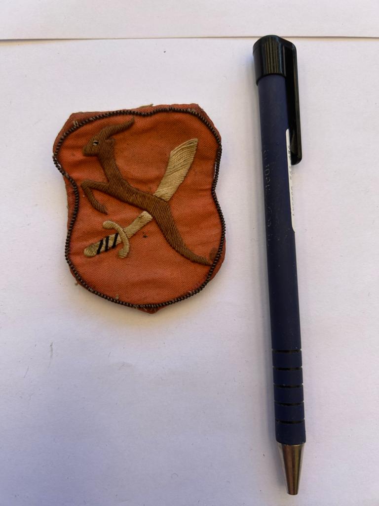 Zeldzame mouwemblemen 3-8 RI Springbokken KNIL 1946-1949, Ophalen of Verzenden, Landmacht, Nederland, Embleem of Badge