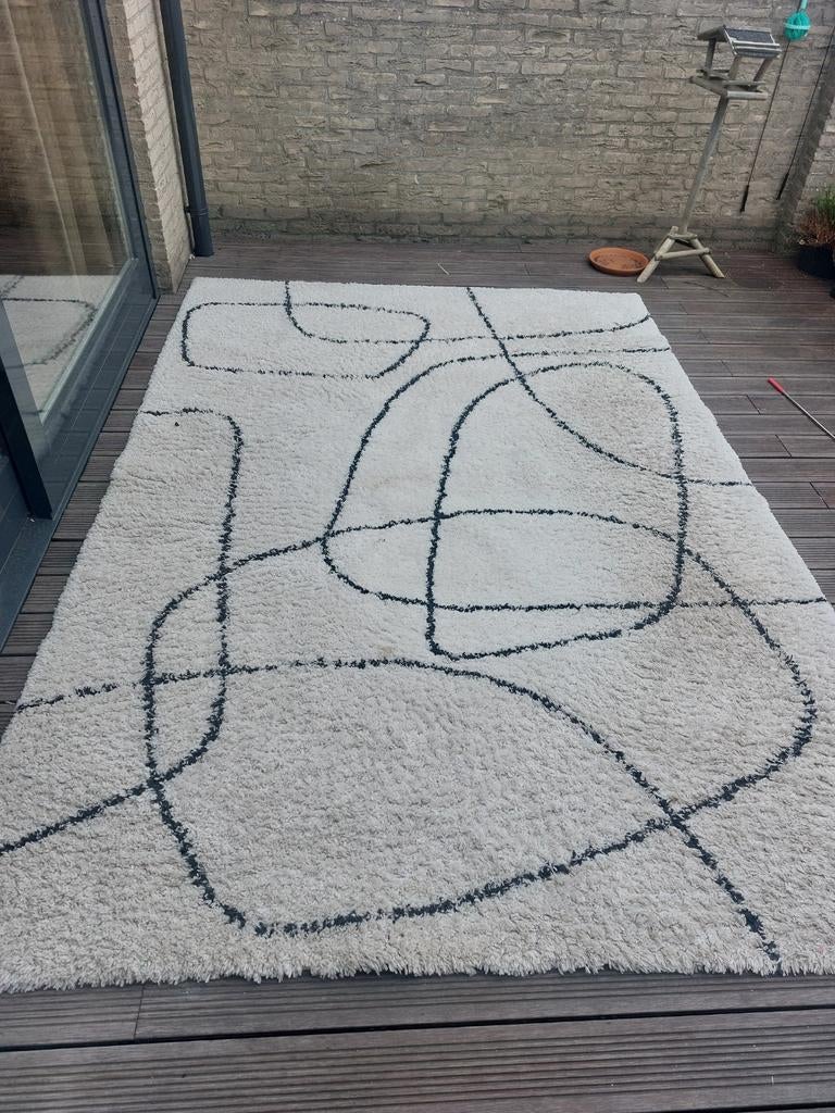 Groot vloerkleed 200x300cm - Gebruikt, Gebruikt, Crème, 200 cm of meer, Ophalen of Verzenden