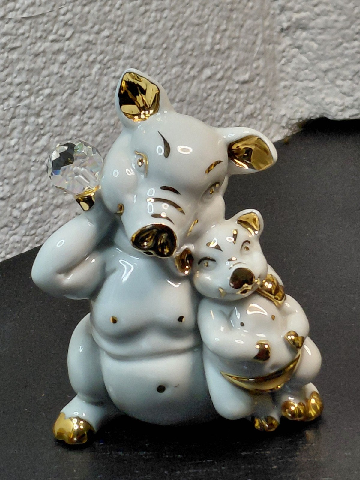 Limoges Porseleinen Varkensbeeldje met Swarovski Kristal, Ophalen of Verzenden, Zo goed als nieuw, Figuurtje