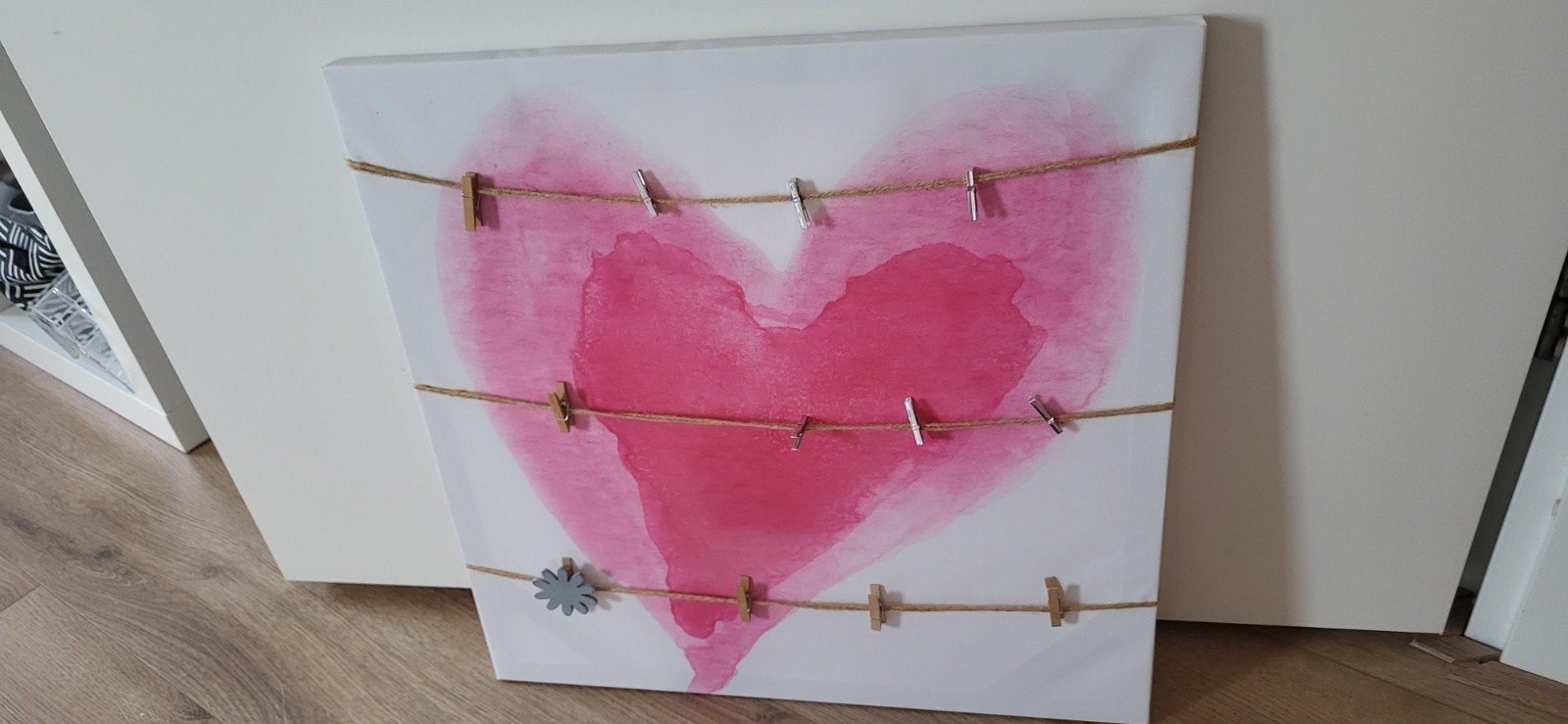 Canvas hart met knijpers - 50x50 cm, Ophalen of Verzenden, Gebruikt, Roze, Textiel