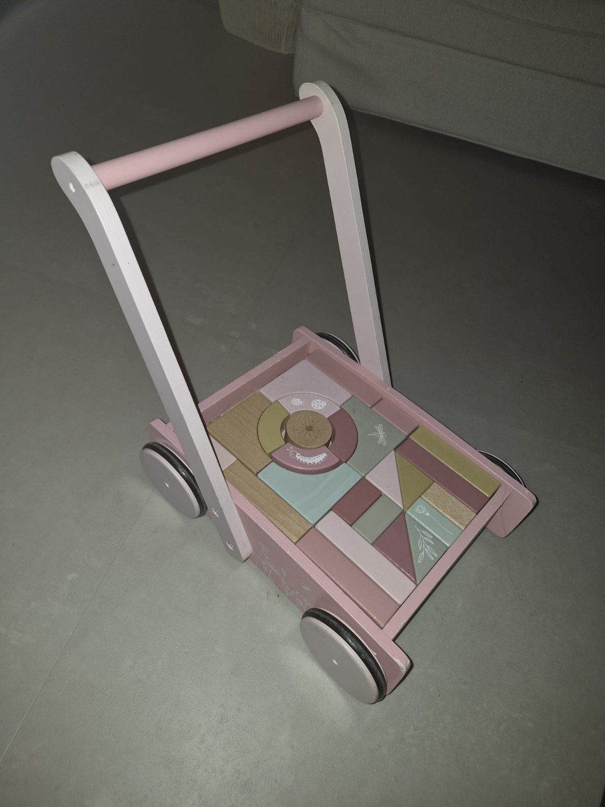 Little Dutch blokkenkar - roze, Kinderen en Baby's, Ophalen, Gebruikt, Duw- of Trekspeelgoed