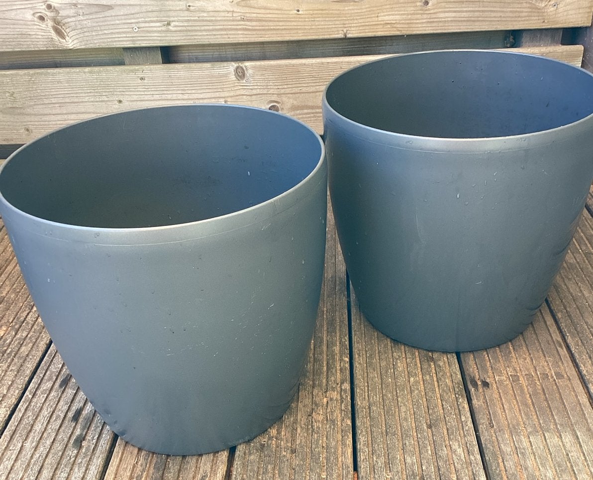 2x ELHO Bloempot Brussels met wielen h 33cm Ø35cm, antraciet, Tuin en Terras, Ophalen, Kunststof, Gebruikt, Minder dan 60 cm