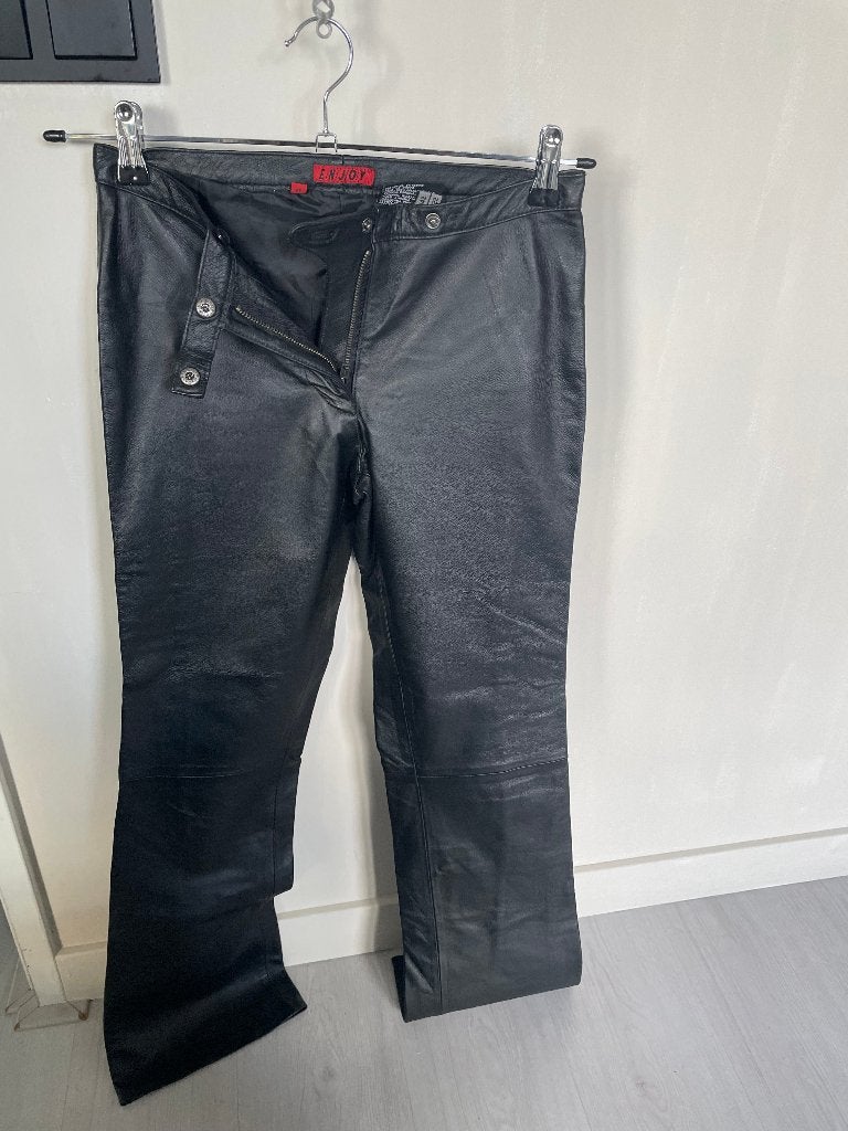 Vintage Leren Broek Maat 27 Zwart, Zwart, Enjoy, Ophalen of Verzenden, Maat 34 (XS) of kleiner