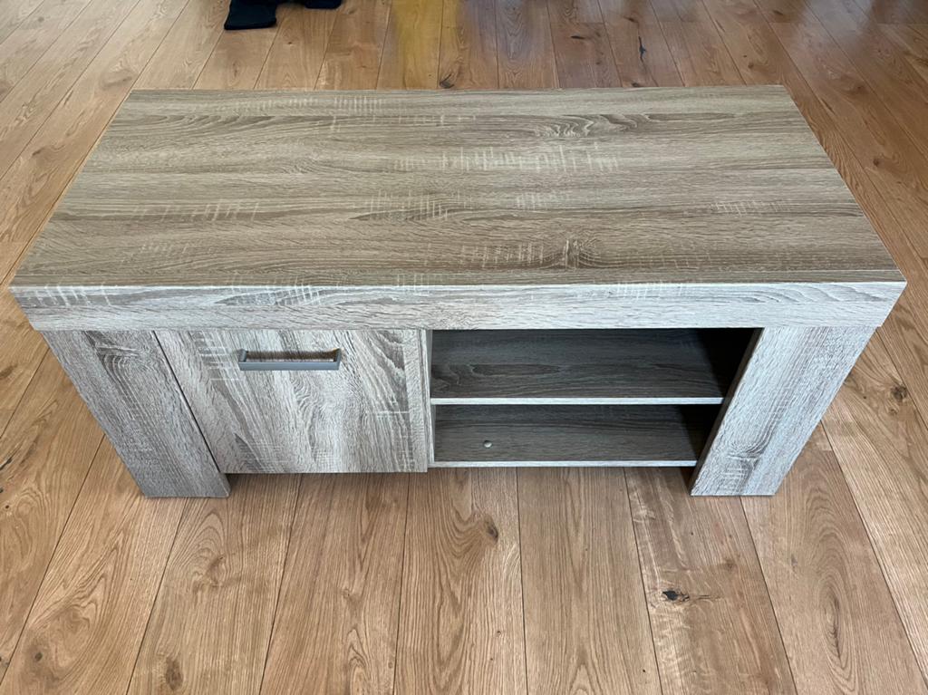 Modern TV meubel - 110 cm breed, 50 cm hoog, 50 cm diep, Ophalen, 25 tot 50 cm, 100 tot 150 cm, Minder dan 100 cm