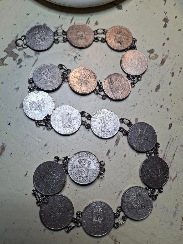 Munten ketting van 2 1/2 cent nederlandsch indie, Ophalen of Verzenden, Nederland, Munten