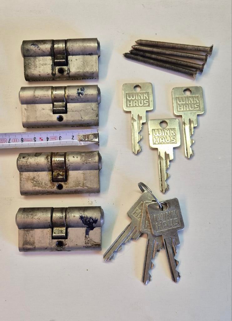 T.k Complete set: 4 Winkhaus Cilindersloten Gelijksluitend, Ophalen, Slot