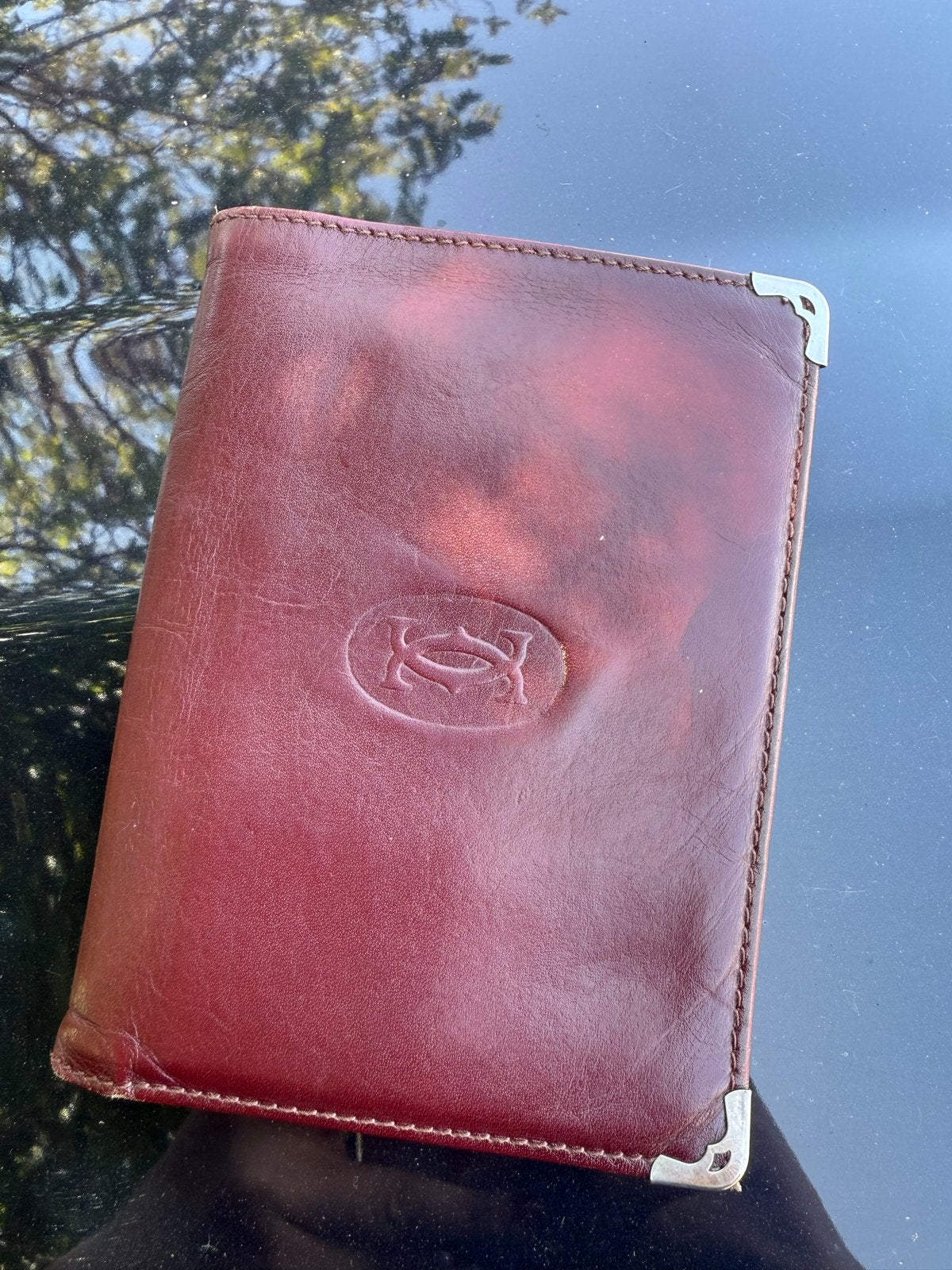 Vintage Cartier Portemonnee Bordeaux Rood, Sieraden, Tassen en Uiterlijk, Portemonnees, Overige merken, Gebruikt, Ophalen of Verzenden