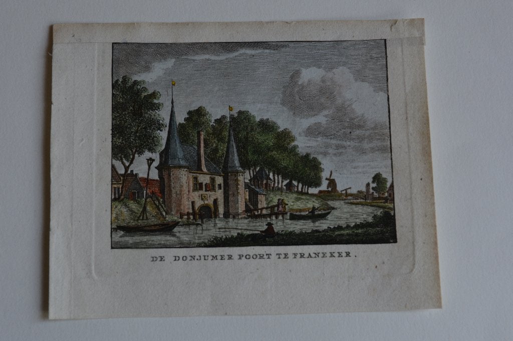 FRANEKER DONJUMER POORT FRIESLAND Kopergravure Bulthuis GW3, Stadsgezicht, Ophalen of Verzenden, Gravure, 7 cm