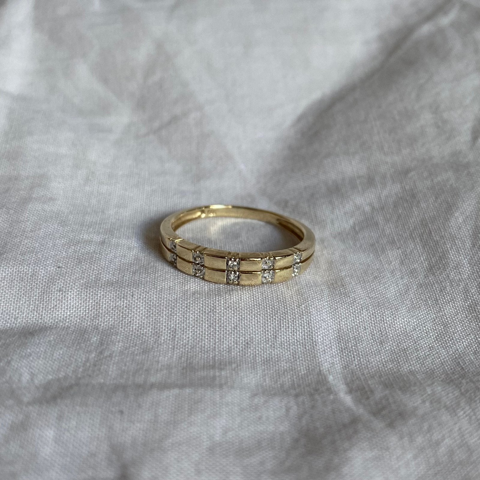 Ring 14 karaat goud diamanten, 18 tot 19, Verzenden, Zo goed als nieuw, Dame