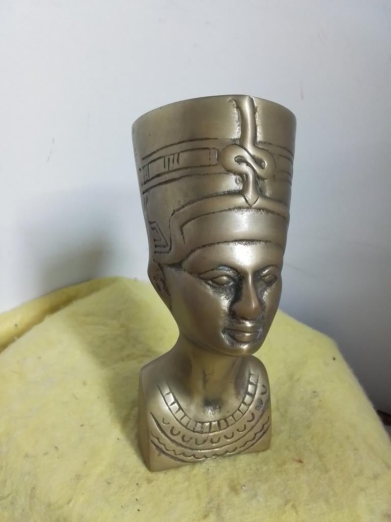 9340) messing beeld NEFER TITTI Egyptische  koningin, Antiek en Kunst, Antiek | Koper en Brons, Ophalen of Verzenden