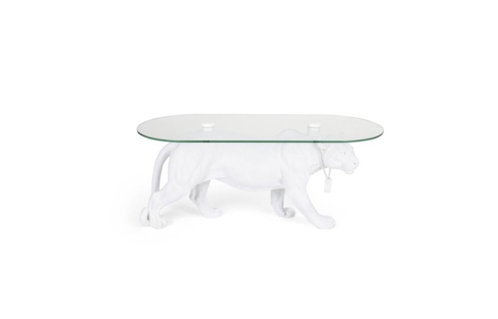 Salontafel Witte Panter met Glazen Blad - Uniek Design, Ophalen of Verzenden, Nieuw