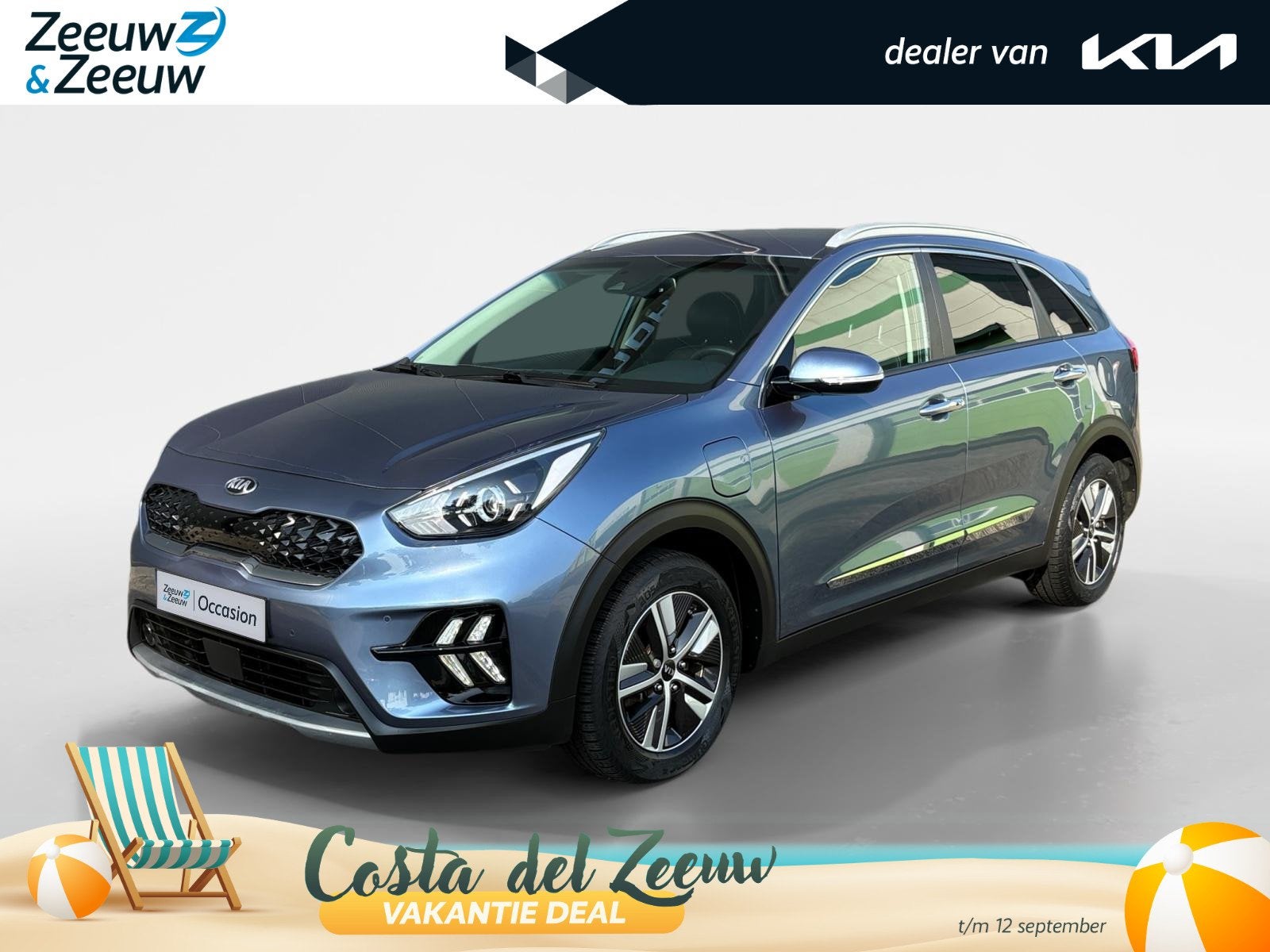 Kia Niro 1.6 GDi PHEV DynamicPlusLine | Stoel / Stuurverwarm, Auto's, Kia, 12 maanden, Gebruikt, Blauw, Leder en Stof