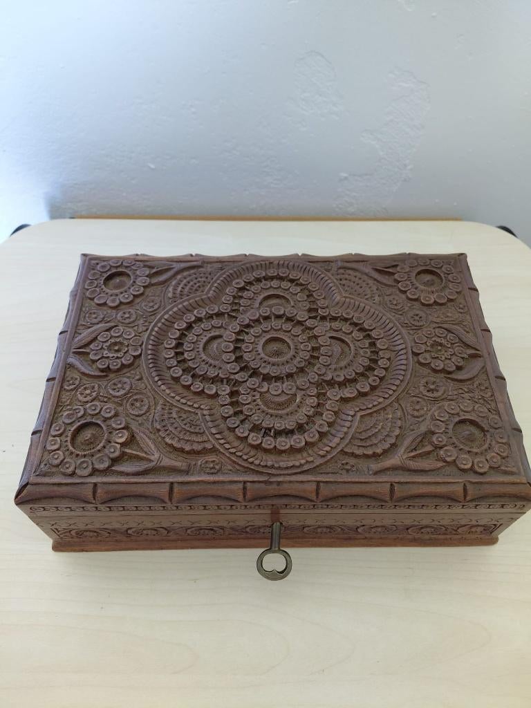 Houten juwelen kistje, Antiek en Kunst, Ophalen