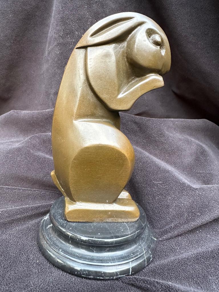 Bronzen Haas/Konijn , art deco, Ophalen of Verzenden, Gemerkt, Brons, Beeld