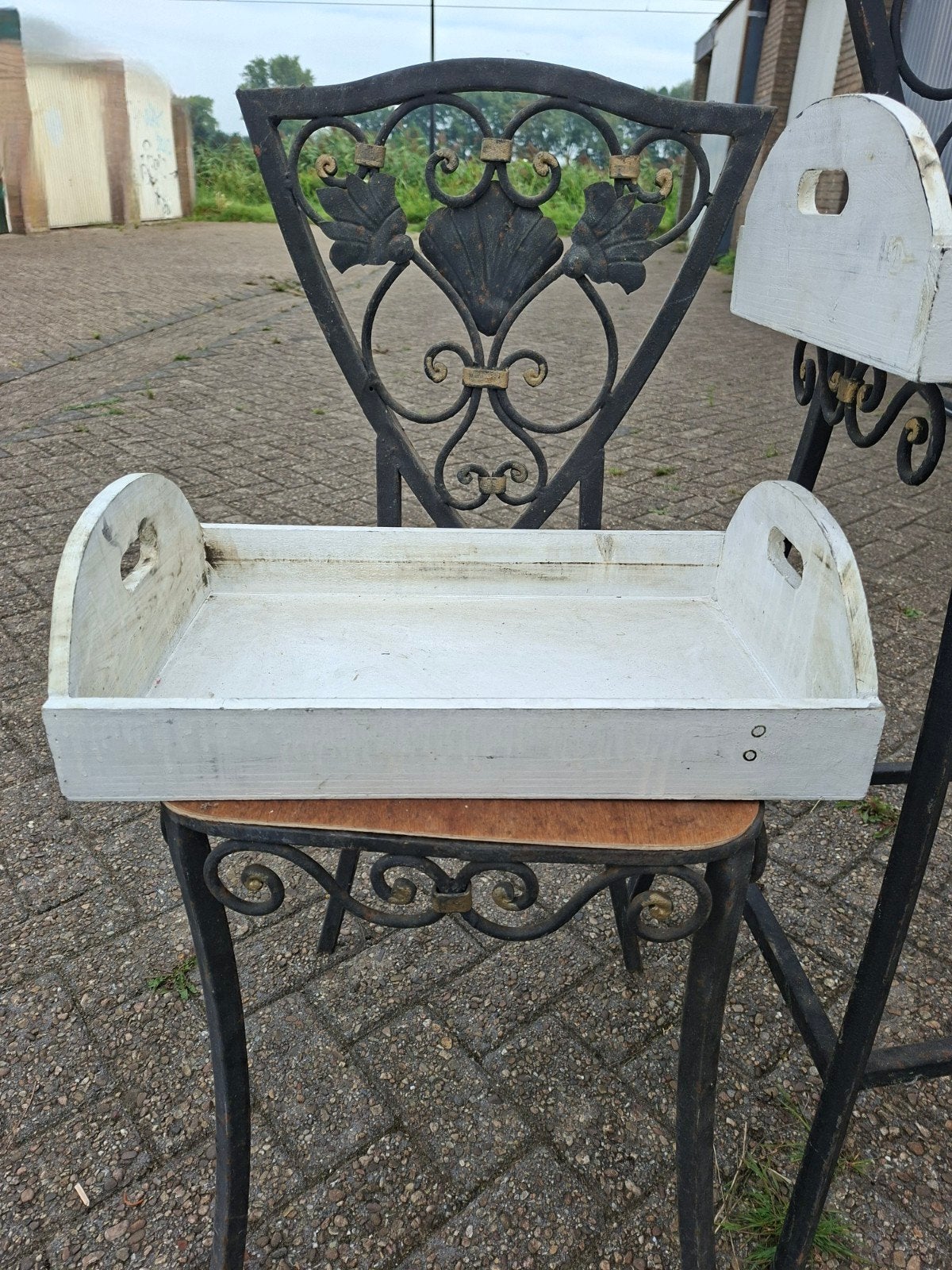 Houten bak, wit geverfd, met handvatten, Met handvatten, Nieuw, Ophalen of Verzenden, Dienblad