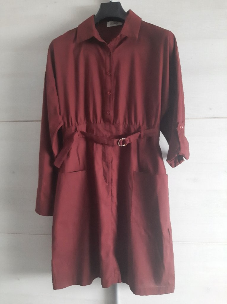Jurk - Bordeauxrood. (maat XL) 'bij Keesje', Kleding | Dames, Jurken, Overige kleuren, Maat 46/48 (XL) of groter, Ophalen of Verzenden